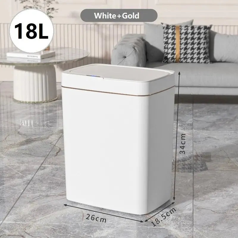 15/18L Smart Sensor Waterproof Trash Can with Narrow Seam - Automatic Waste Bin for Kitchen, Bathroom, and Bedroom