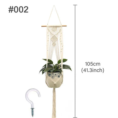 Macrame Hanging Planter - Decorative Wall Plant Holder and Flower Basket for Balconies