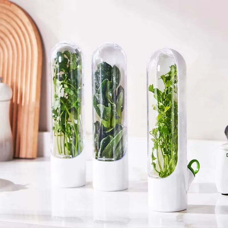 Fresh Herb Preservation Bottle - Vanilla Vegetable Storage Container for Kitchen Use