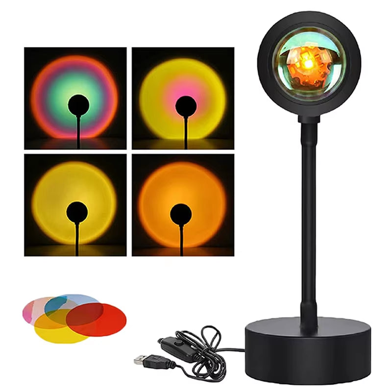 Sanjibook USB Sunset Lamp Night Light Projector Home Decoration Portable Living Room Wall Photography Neon Atmosphere Lighting