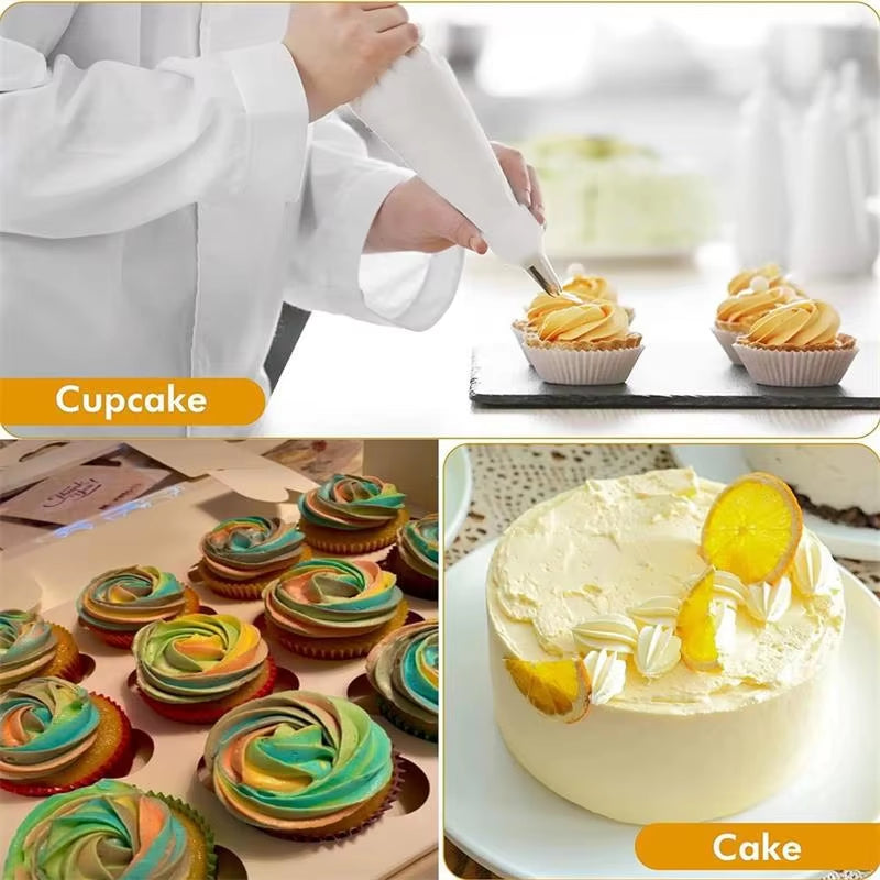 Professional Silicone Piping Bag and Stainless Steel Nozzle Set for Cake Decorating - Reusable Pastry Baking Tool