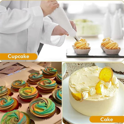 Professional Silicone Piping Bag and Stainless Steel Nozzle Set for Cake Decorating - Reusable Pastry Baking Tool