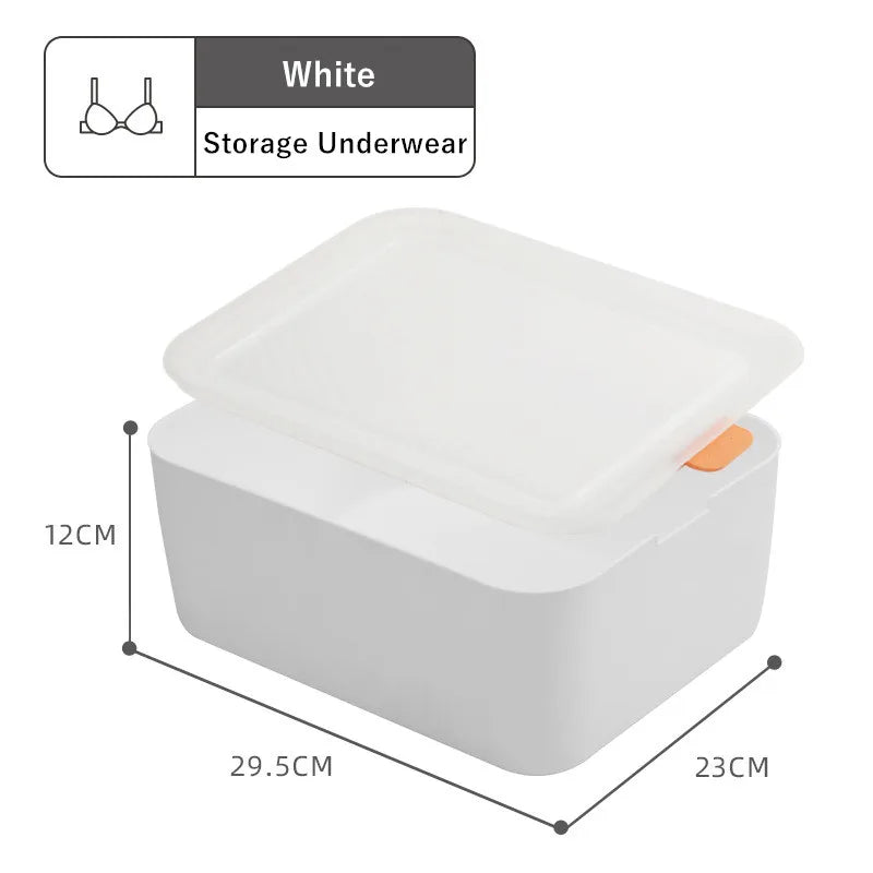 Dormitory Closet Drawer Organizer for Underwear Socks Wardrobe Bedroom Clothes Plastic Divider Storage Box Container with Lid