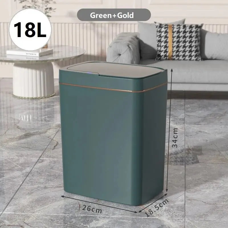 15/18L Smart Sensor Waterproof Trash Can with Narrow Seam - Automatic Waste Bin for Kitchen, Bathroom, and Bedroom