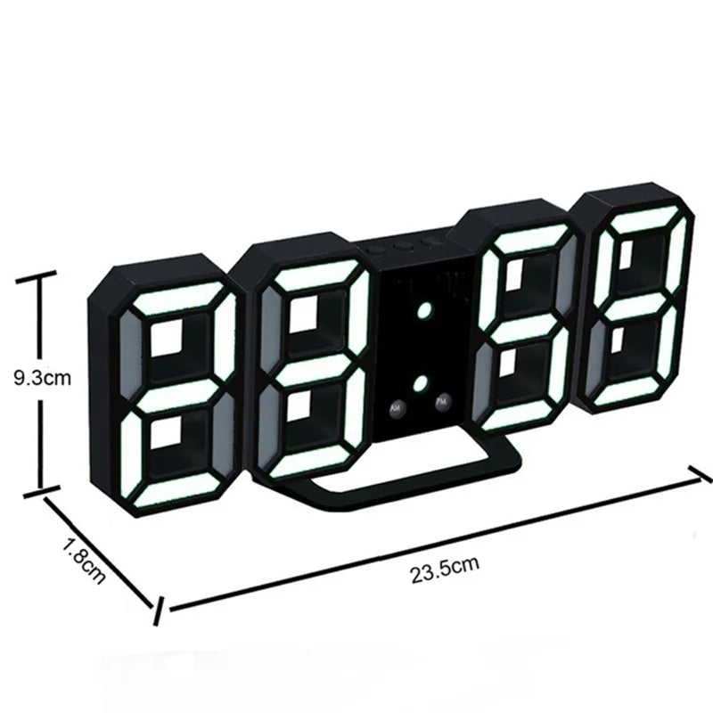 3D LED Digital Wall Clock with Date, Time, and Celsius Display - Nightlight Alarm Clock for Home and Living Room Decor