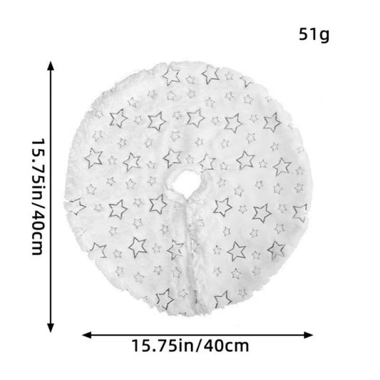 40cm Plush Christmas Tree Skirt with Sequin Snowflakes - Decorative Base Cover for 2024 New Year and Navidad Celebrations