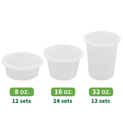 20-Piece Airtight Food Storage Container Set with Snap-On Lids - Round Plastic Deli Organizer Boxes for Kitchen Use