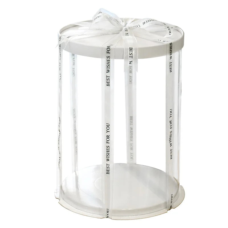 Clear PET Birthday Cake Boxes - 18/22Cm Transparent Packaging for Gifts, Rose Bears, Baby Showers, Weddings, and Christmas Celebrations