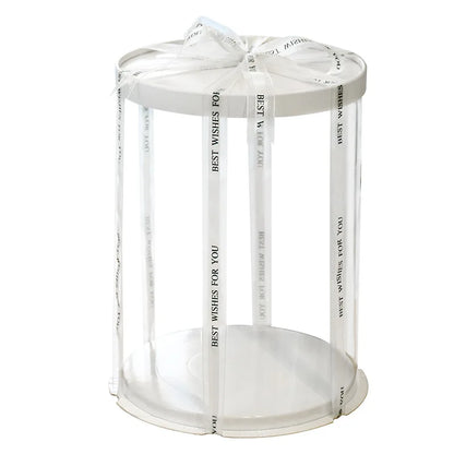 Clear PET Birthday Cake Boxes - 18/22Cm Transparent Packaging for Gifts, Rose Bears, Baby Showers, Weddings, and Christmas Celebrations