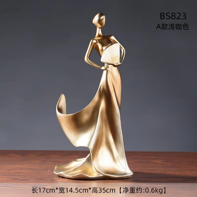 Elegant Women's Skirt Wine Rack Sculpture - Contemporary Decorative Figure for Home Decor