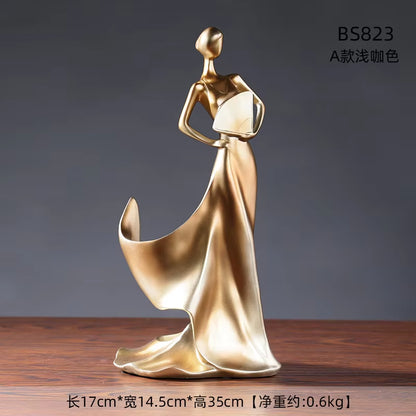 Elegant Women's Skirt Wine Rack Sculpture - Contemporary Decorative Figure for Home Decor