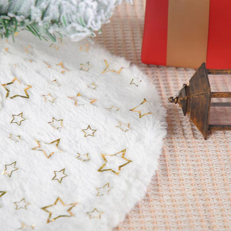 40cm Plush Christmas Tree Skirt with Sequin Snowflakes - Decorative Base Cover for 2024 New Year and Navidad Celebrations