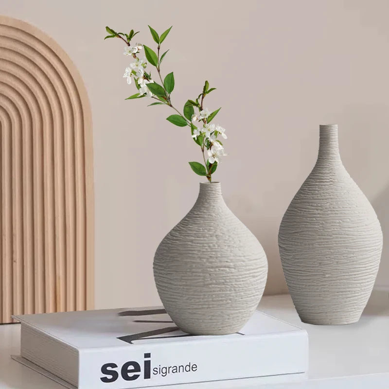 Nordic Luxury Ceramic Vase for Home Decor - Narrow Mouth Flower Pot for Living Room and Office Desktop Gift