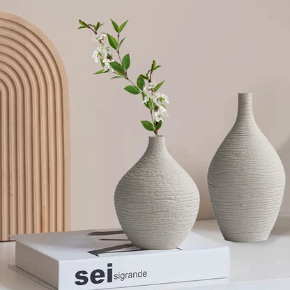 Nordic Luxury Ceramic Vase for Home Decor - Narrow Mouth Flower Pot for Living Room and Office Desktop Gift
