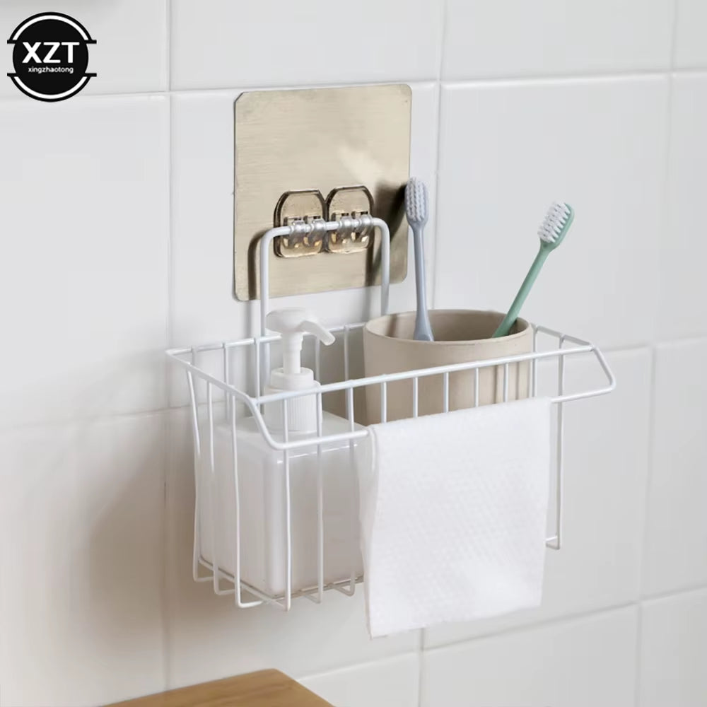 Hanging Storage Holder for Kitchen and Bathroom - Multifunctional Dish Cloth, Sponge, and Towel Organizer with Drain Rack