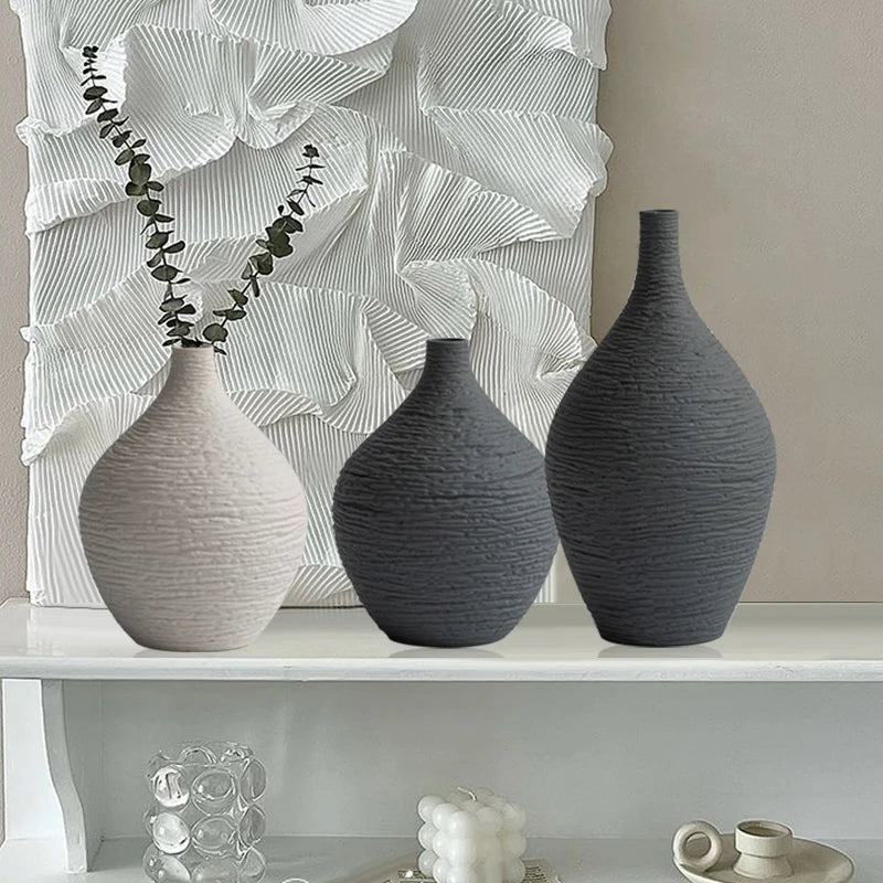 Nordic Luxury Ceramic Vase for Home Decor - Narrow Mouth Flower Pot for Living Room and Office Desktop Gift