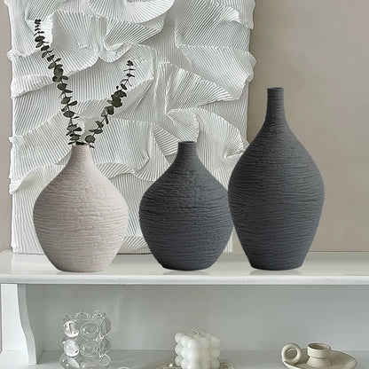 Nordic Luxury Ceramic Vase for Home Decor - Narrow Mouth Flower Pot for Living Room and Office Desktop Gift
