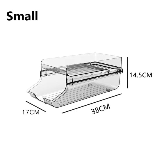 Double Foldable Beverage Rack for Refrigerator - Auto Rolling Dispenser and Storage Organizer for Cans and Bottles