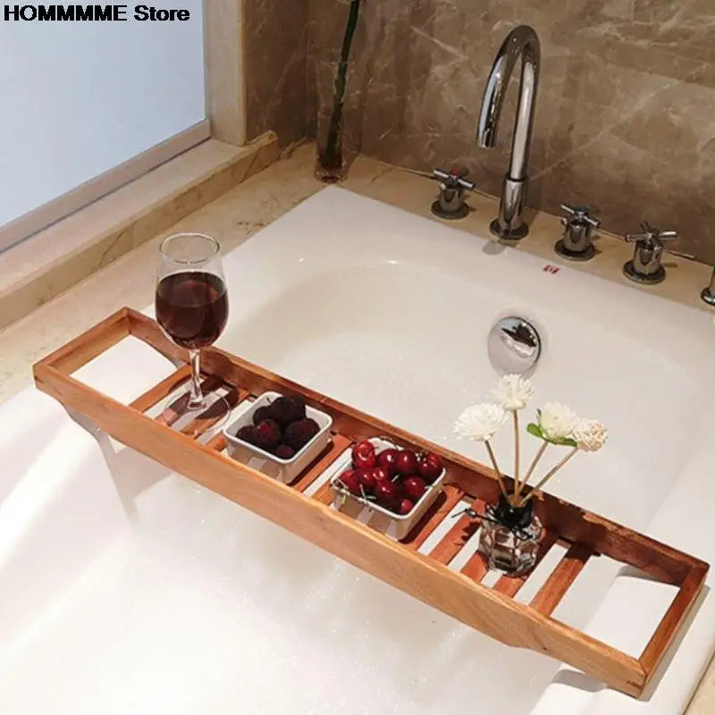 Bamboo Multi-Function Bathtub Shelf with Anti-Skid Design for Spa and Bathroom Accessories