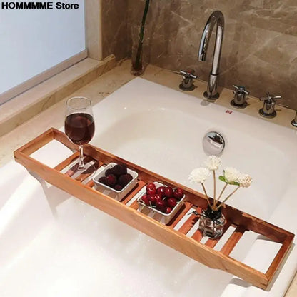 Bamboo Multi-Function Bathtub Shelf with Anti-Skid Design for Spa and Bathroom Accessories