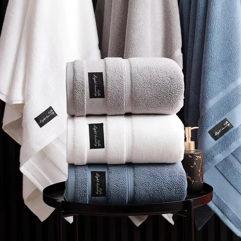 Inyahome Premium 100% Cotton Bath Towels for Adults - Highly Absorbent, Thick, Pure White Towels for Home and Hotel Use