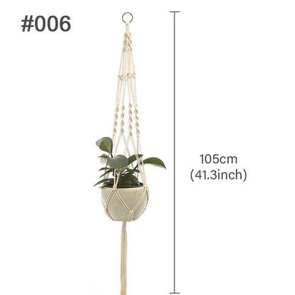 Macrame Hanging Planter - Decorative Wall Plant Holder and Flower Basket for Balconies