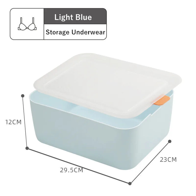 Dormitory Closet Drawer Organizer for Underwear Socks Wardrobe Bedroom Clothes Plastic Divider Storage Box Container with Lid