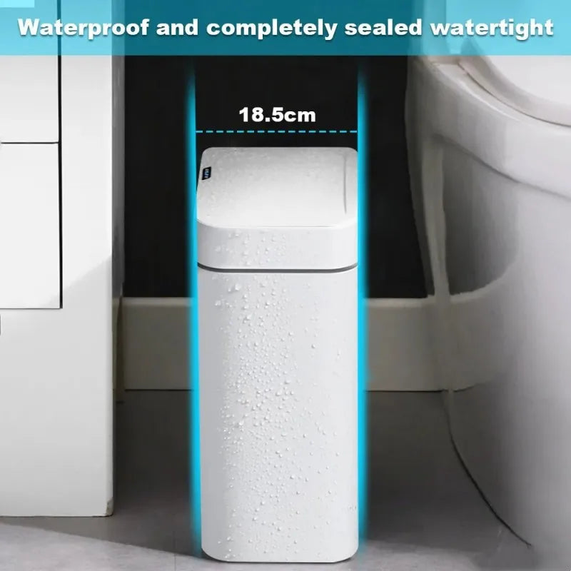15/18L Smart Sensor Waterproof Trash Can with Narrow Seam - Automatic Waste Bin for Kitchen, Bathroom, and Bedroom