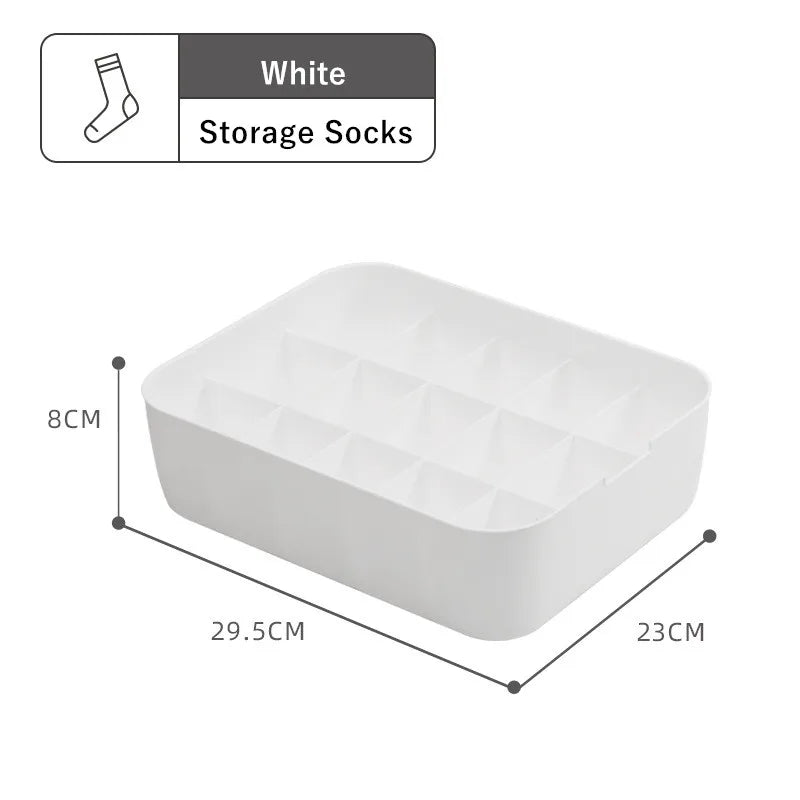 Dormitory Closet Drawer Organizer for Underwear Socks Wardrobe Bedroom Clothes Plastic Divider Storage Box Container with Lid