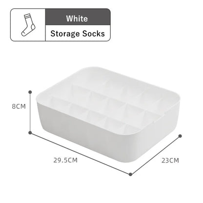 Dormitory Closet Drawer Organizer for Underwear Socks Wardrobe Bedroom Clothes Plastic Divider Storage Box Container with Lid