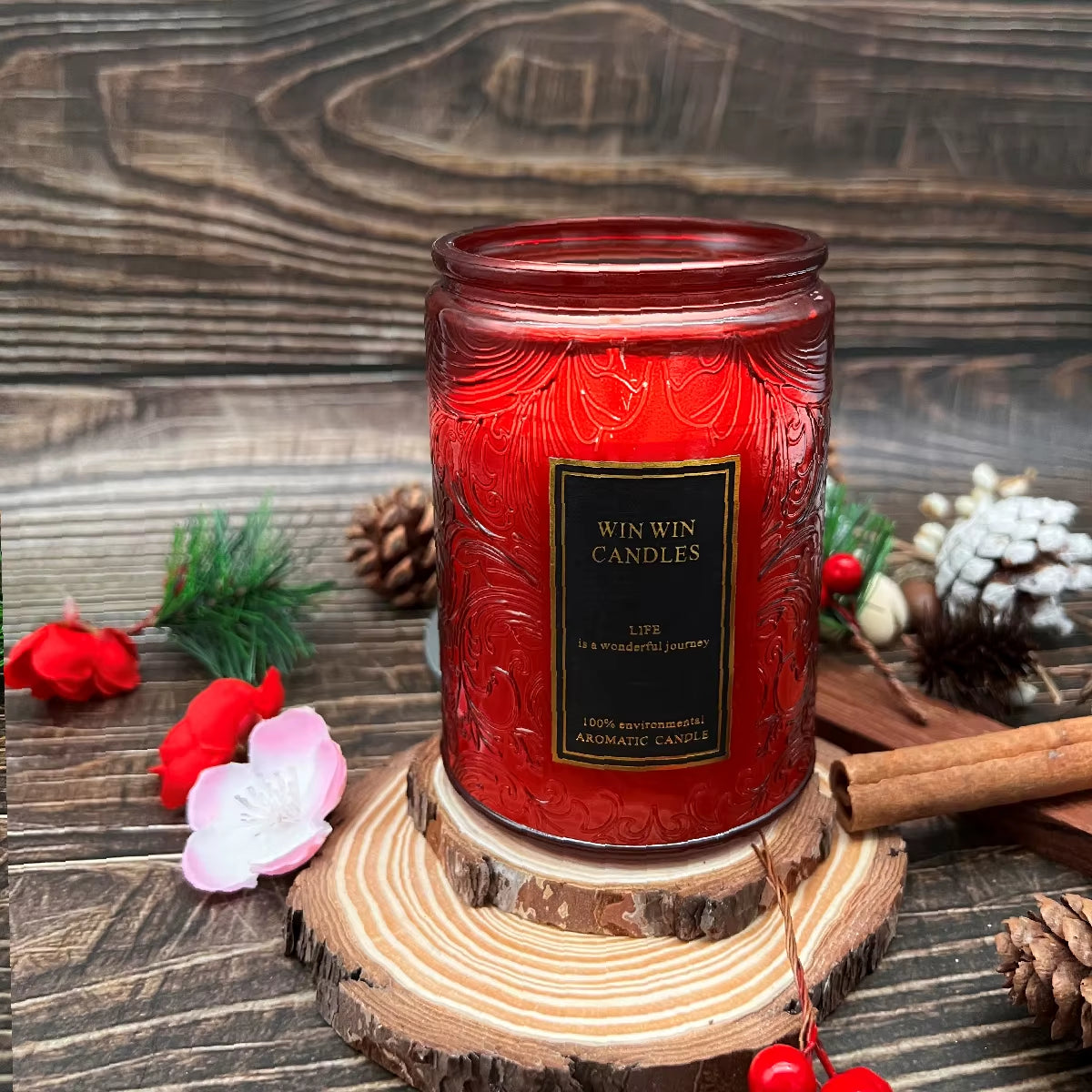Floral Scented Candle with Lavender and Velvet Rose Fragrance - Embossed Glass Jar for Home Décor - 40-90 Hours Burn Time