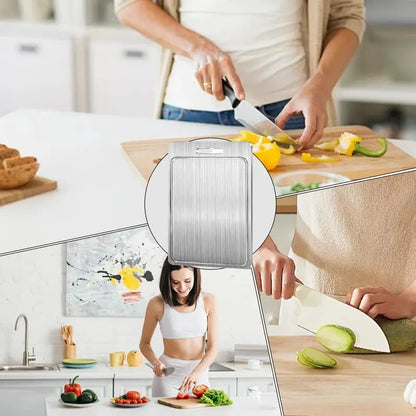 Professional Stainless Steel Double-Sided Cutting Board for Culinary Use