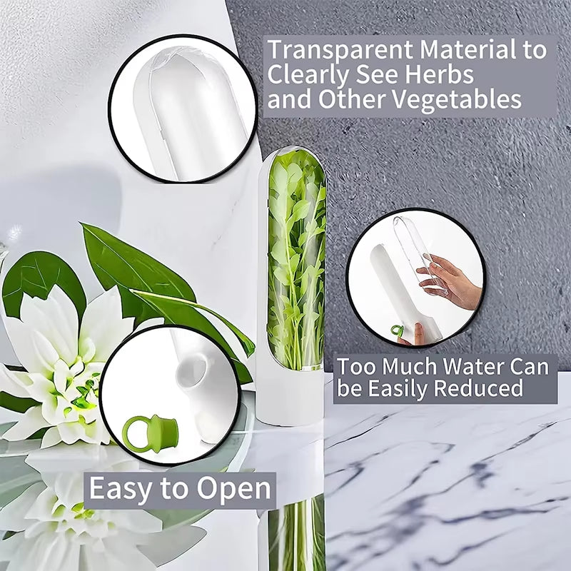 Fresh Herb Preservation Bottle - Vanilla Vegetable Storage Container for Kitchen Use