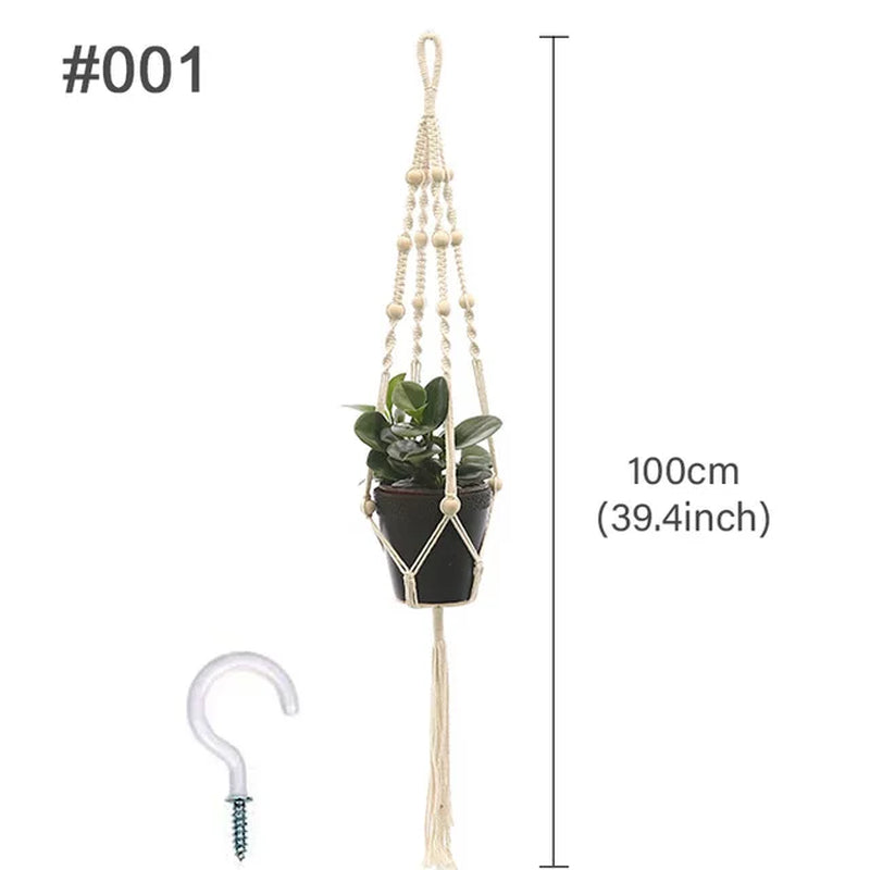 Macrame Hanging Planter - Decorative Wall Plant Holder and Flower Basket for Balconies