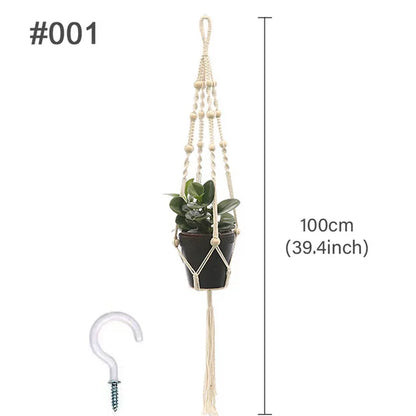Macrame Hanging Planter - Decorative Wall Plant Holder and Flower Basket for Balconies
