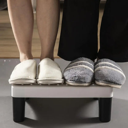 Adjustable Black Ottoman Footrest for Office and Home Use - Under Desk Footstool with Massage Pad for Foot Fatigue Relief