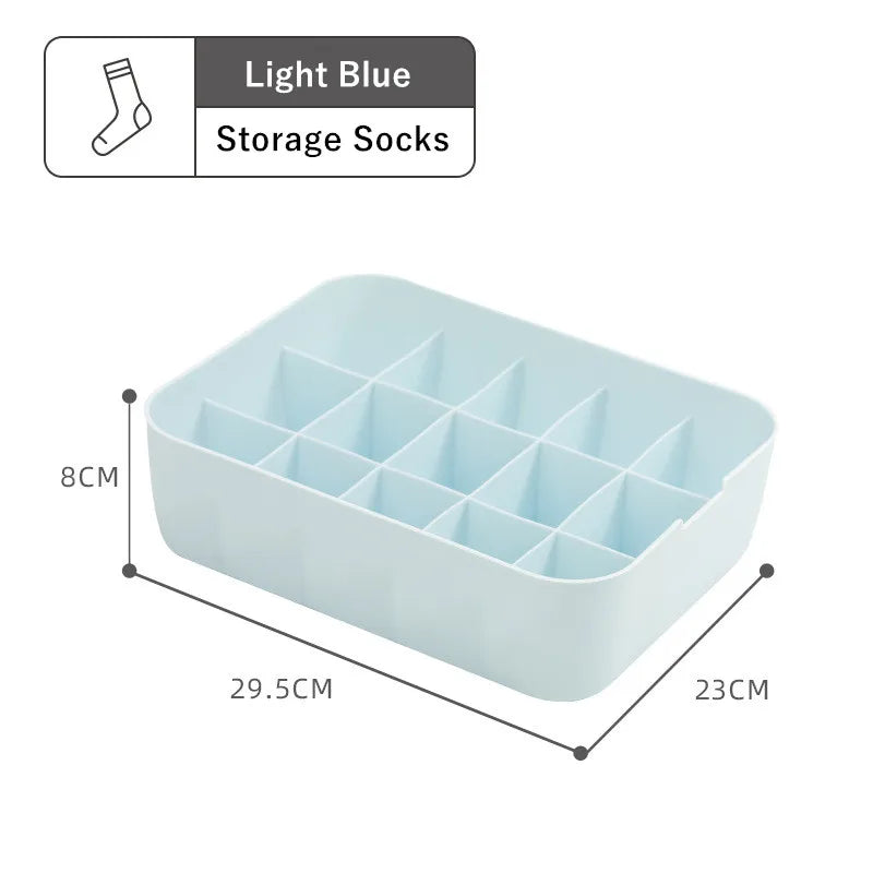 Dormitory Closet Drawer Organizer for Underwear Socks Wardrobe Bedroom Clothes Plastic Divider Storage Box Container with Lid