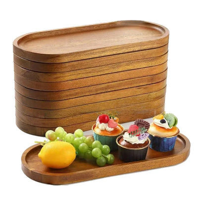 Solid Wood Round Dessert Plate - Japanese-Style Wooden Tray for Snacks and Dried Fruits