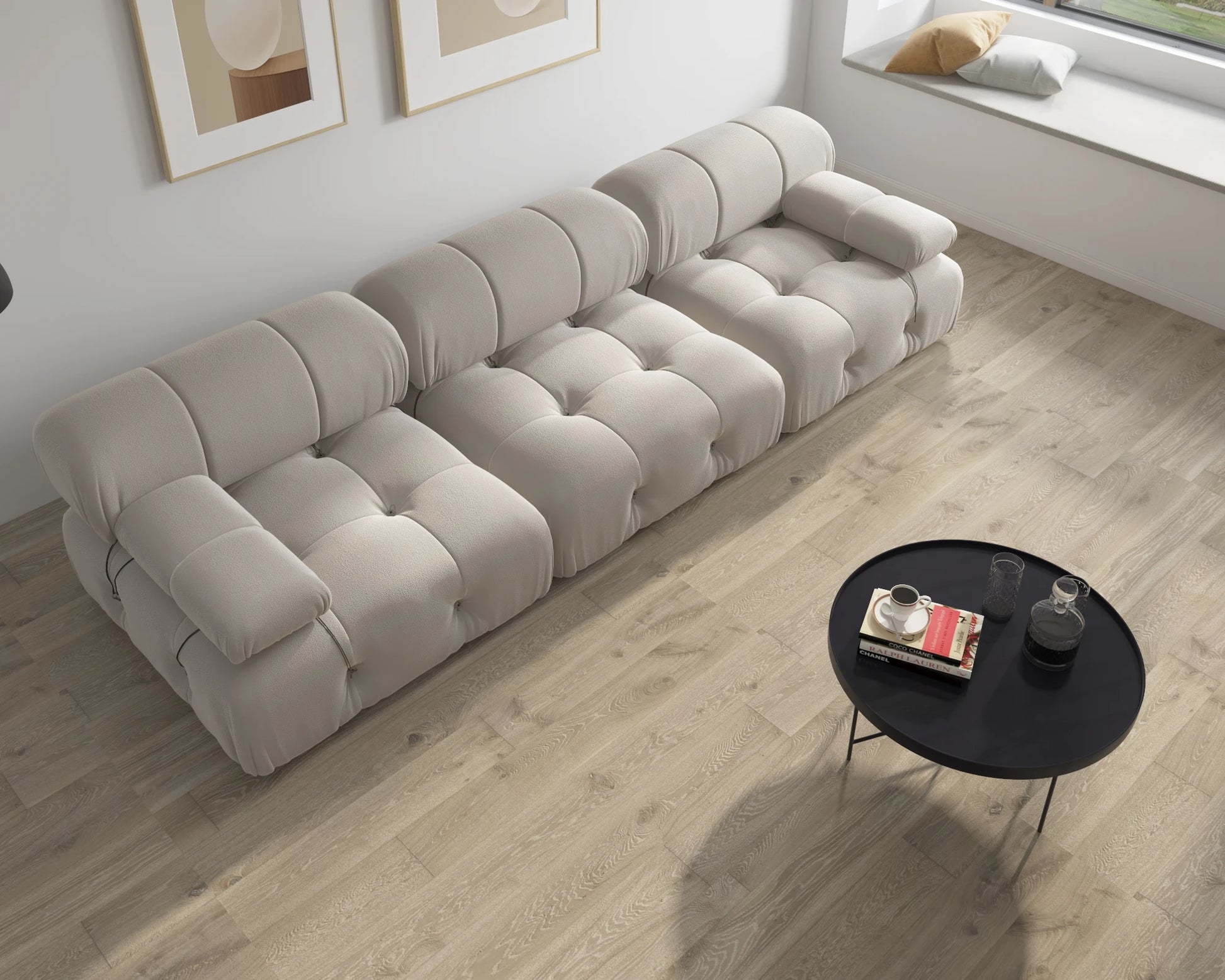 104" Modern Velvet Minimalist Modular Sectional Sofa - Convertible 3-Seat Living Room Set for Office and Apartment