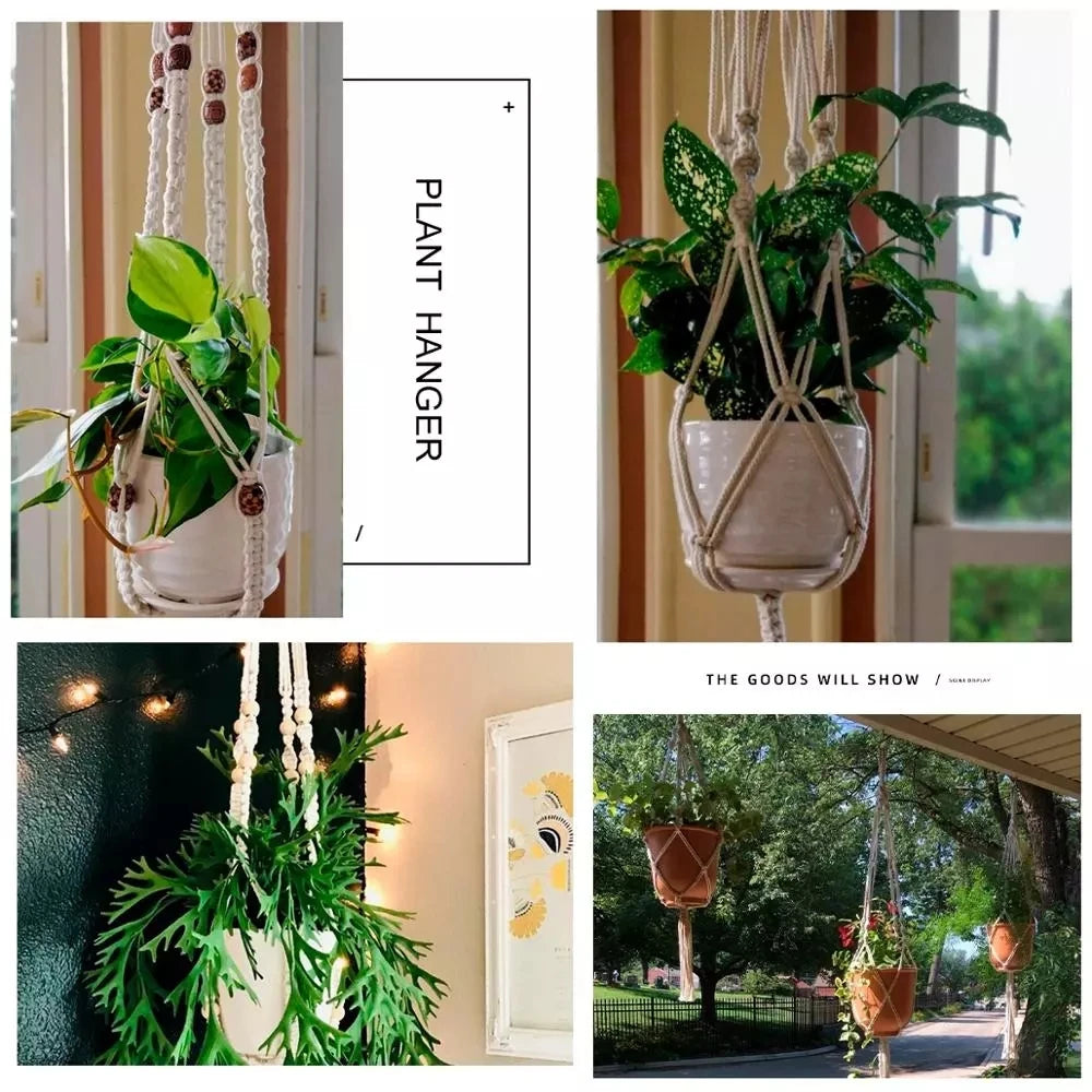 Macrame Hanging Planter - Decorative Wall Plant Holder and Flower Basket for Balconies