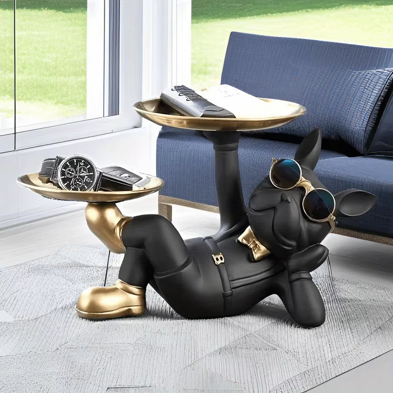 Small Bulldog Statue Tray for Organizing Keys, Wallets, Jewelry, Phones, and Other Small Accessories