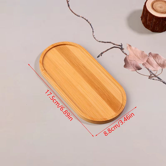Solid Wood Round Dessert Plate - Japanese-Style Wooden Tray for Snacks and Dried Fruits