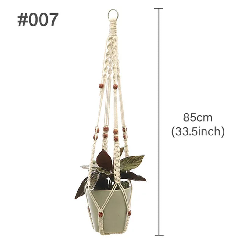 Macrame Hanging Planter - Decorative Wall Plant Holder and Flower Basket for Balconies