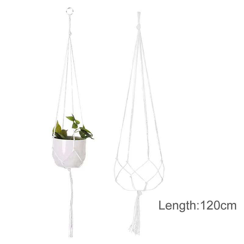 Macrame Hanging Planter - Decorative Wall Plant Holder and Flower Basket for Balconies