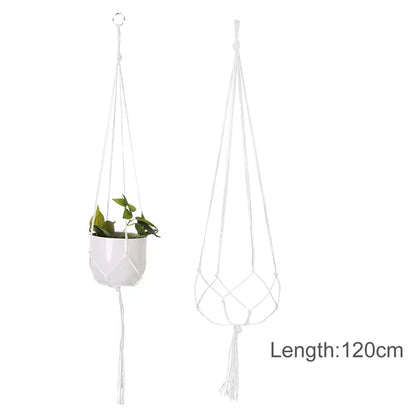 Macrame Hanging Planter - Decorative Wall Plant Holder and Flower Basket for Balconies