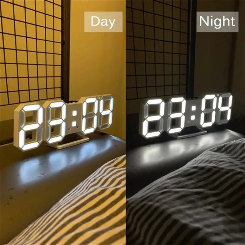 3D LED Digital Wall Clock with Date, Time, and Celsius Display - Nightlight Alarm Clock for Home and Living Room Decor