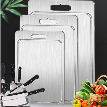 Professional Stainless Steel Double-Sided Cutting Board for Culinary Use