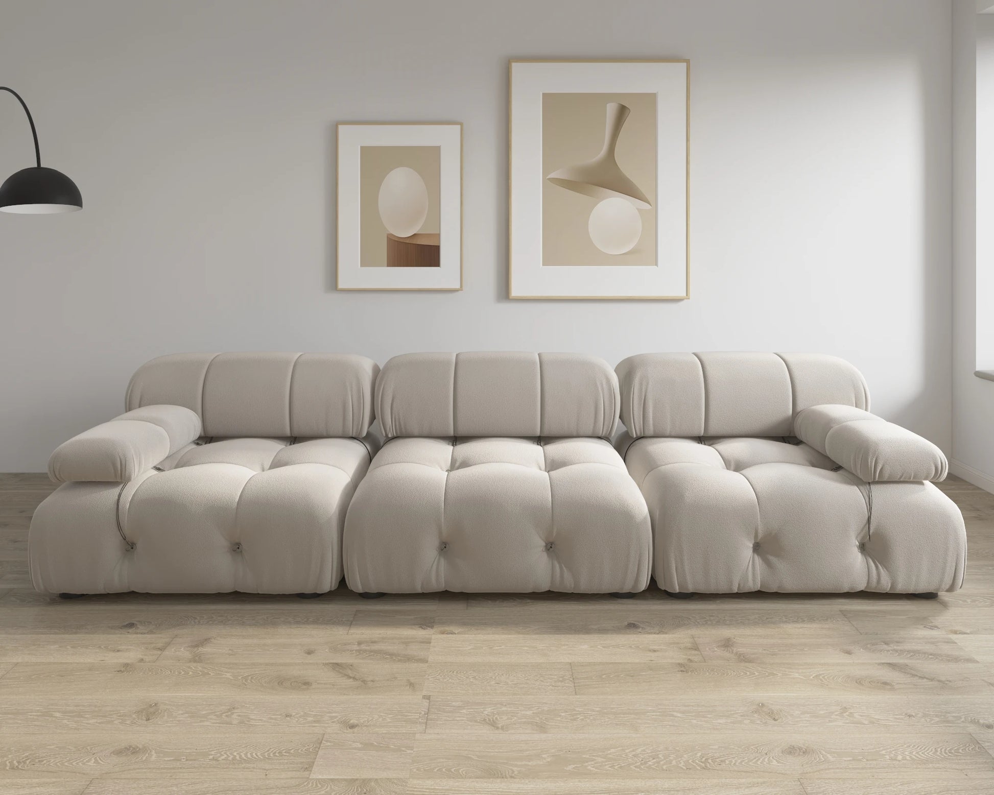 104" Modern Velvet Minimalist Modular Sectional Sofa - Convertible 3-Seat Living Room Set for Office and Apartment