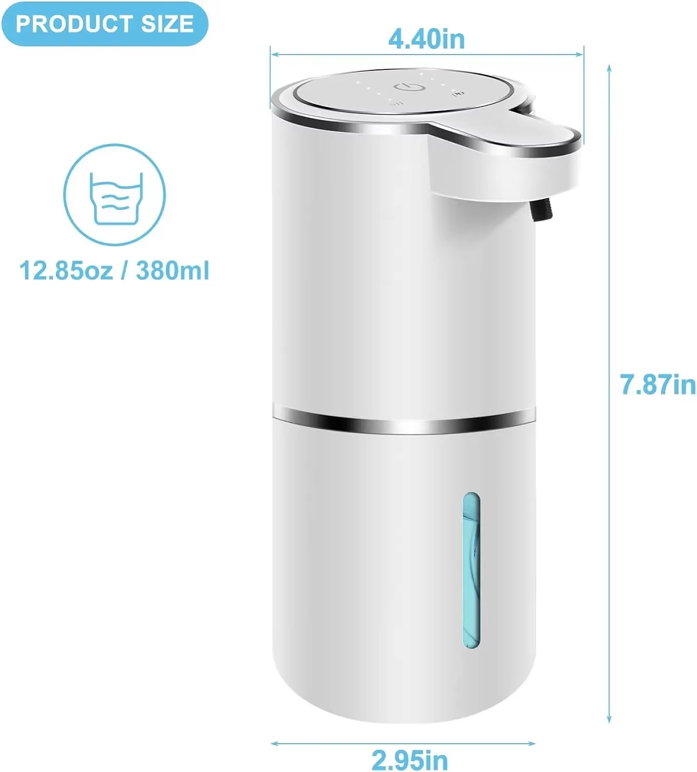 Touchless Automatic Foaming Soap Dispenser - 380ml USB Rechargeable with 4 Adjustable Foam Levels