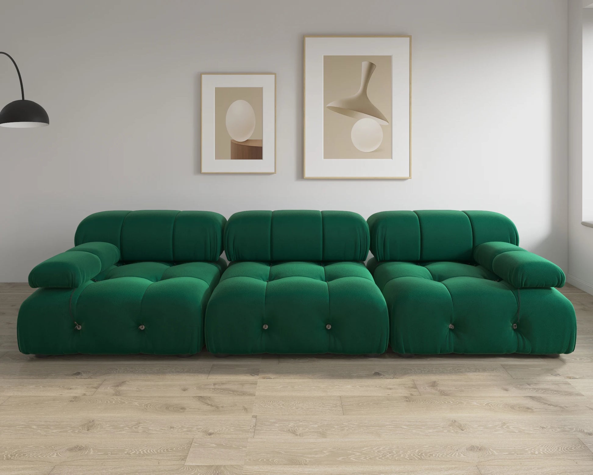 104" Modern Velvet Minimalist Modular Sectional Sofa - Convertible 3-Seat Living Room Set for Office and Apartment